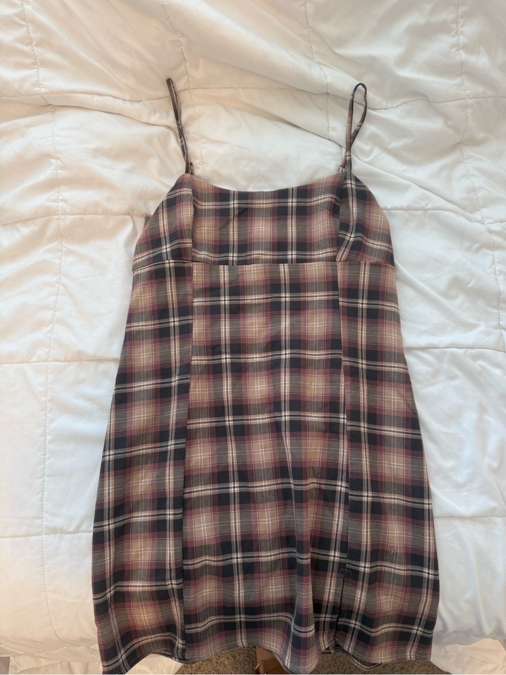 Aeropostale Mauve and Black Plaid Mini Slip Dress